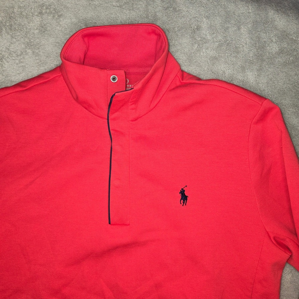 Polo Ralph Lauren Performance Mens Red Snap Mock Neck Sweatshirt Small